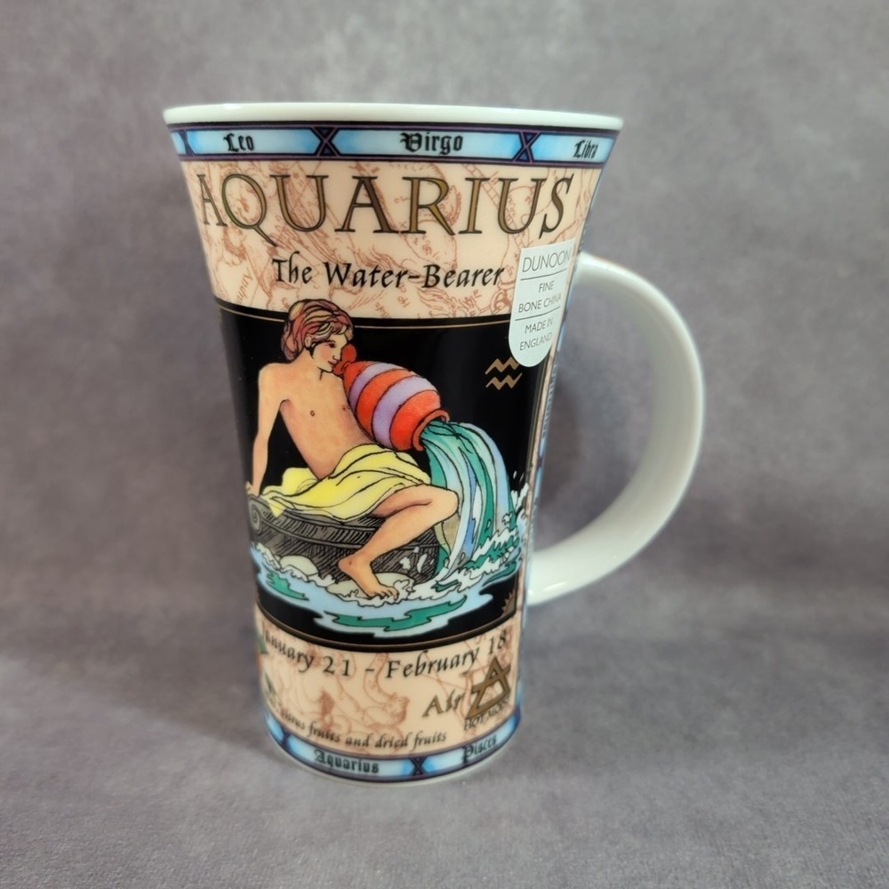 Vintage Dunoon Aquarius Zodiac Mug Jack Dadd Scotland 6" NOS Stoneware